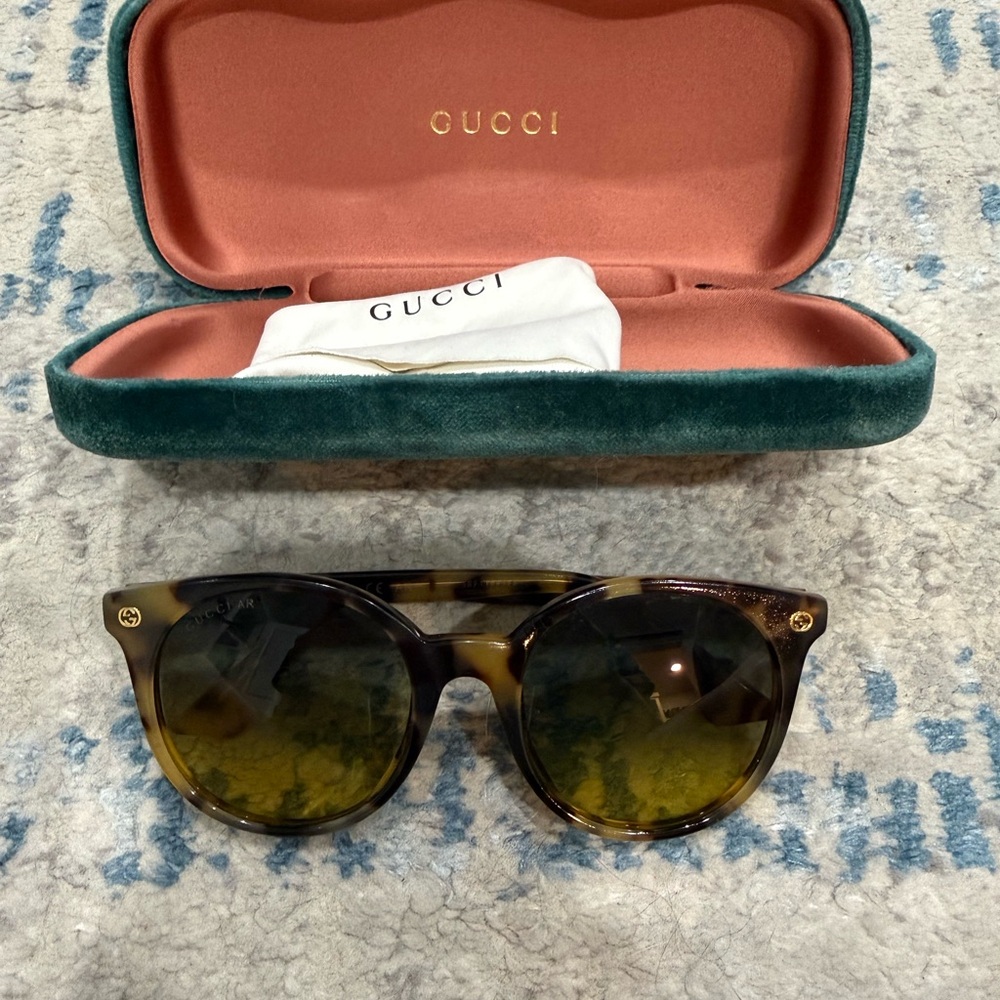 Gucci Tortoiseshell Sunglasses with Green Gradient Lenses